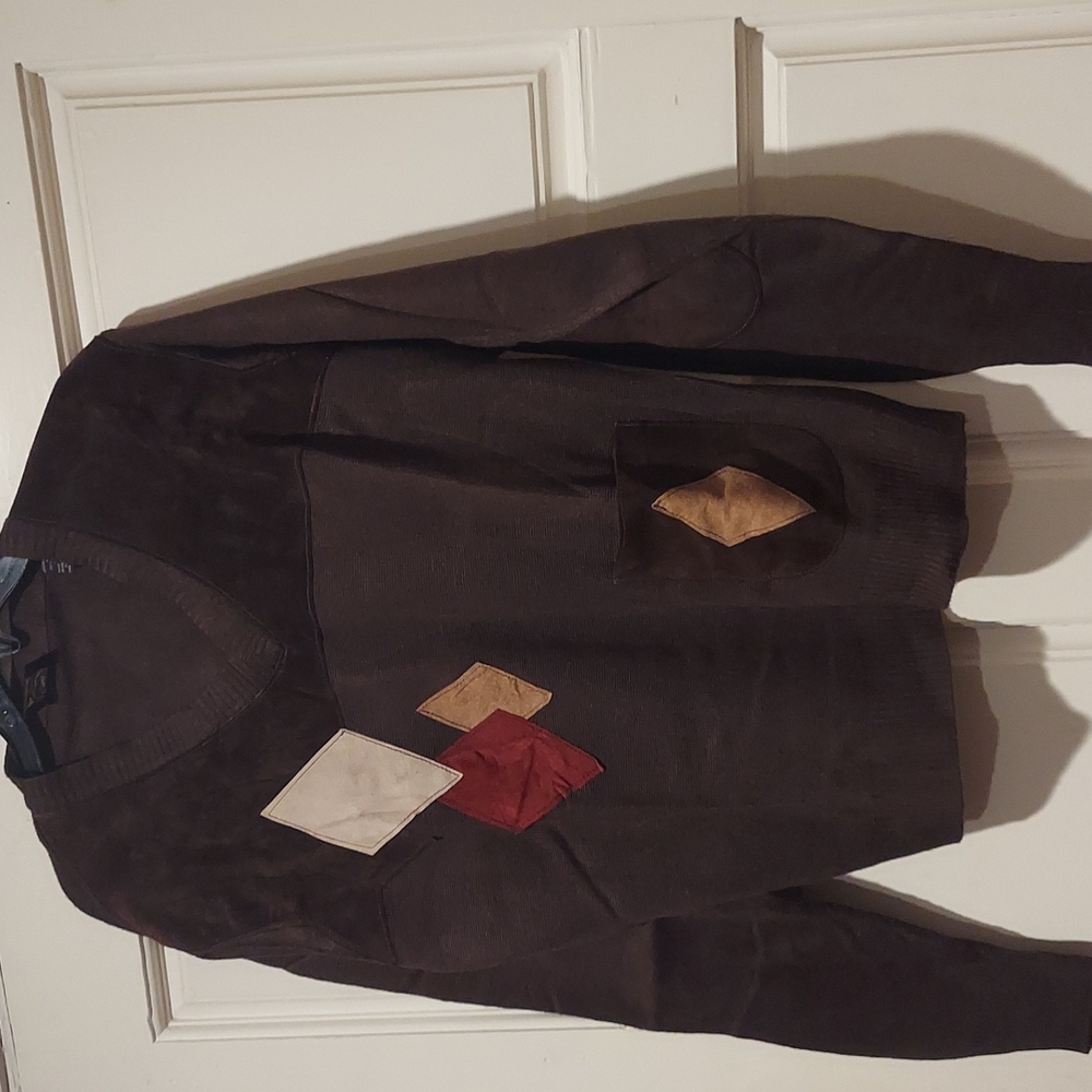 Alan Stuart Men's Sweater brown 🟤 has Leather